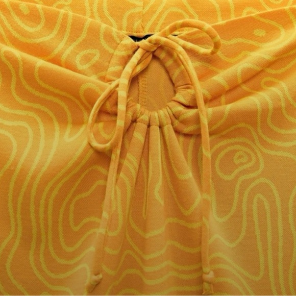 Zara Orange Abstract Printed Cutout Tie Waist Midi Skirt |M| - Picture 3 of 10